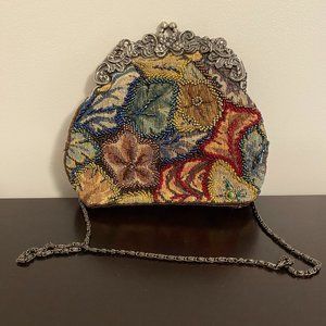 Hand Beaded Brocade Multicolor Tapestry Shoulder Crossbody Evening Bag Clutch